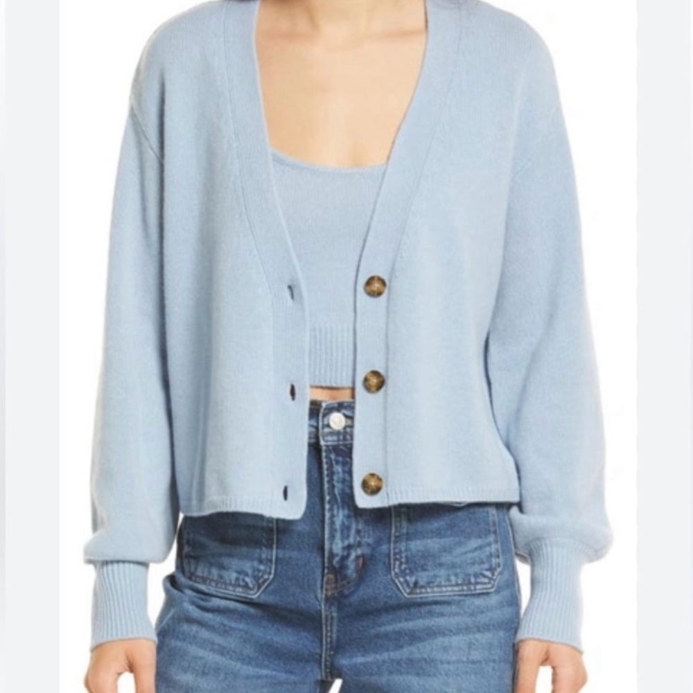 Reformation Light Blue Cardigan Sweater